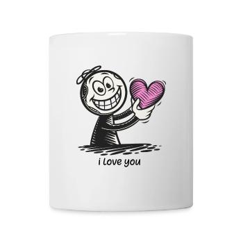 Stick figure with heart I LOVE YOU - Mug - white - Front