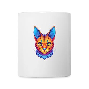Chat de Savannah, race de chat, dessin animé, animal de compagnie Kawaii - Mug blanc - blanc - Devant
