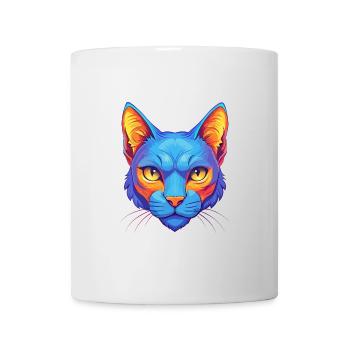 Chat bleu russe, animal de compagnie de dessin animé Kawaii - Mug blanc - blanc - Devant