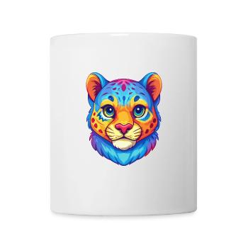 Bébé chat léopard des neiges, dessin animé, animal kawaii - Mug blanc - blanc - Devant