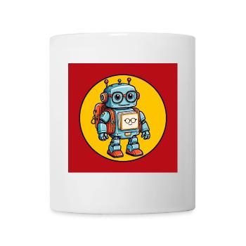Kleiner süßer Roboter mit Schulranzen Einschulung - Tasse - Weiß - Vorne