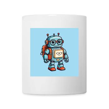Kleiner süßer Roboter mit Schulranzen Einschulung - Tasse - Weiß - Vorne
