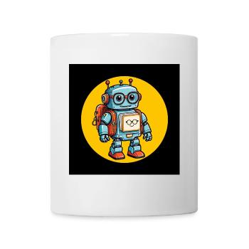 Kleiner süßer Roboter mit Schulranzen Einschulung - Tasse - Weiß - Vorne