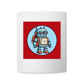 Kleiner süßer Roboter mit Schulranzen Einschulung - Tasse - Weiß - Vorne