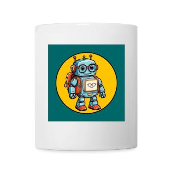 Kleiner süßer Roboter mit Schulranzen Einschulung - Tasse - Weiß - Vorne