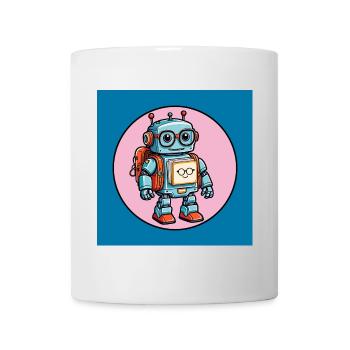 Kleiner süßer Roboter mit Schulranzen Einschulung - Tasse - Weiß - Vorne