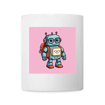 Kleiner süßer Roboter mit Schulranzen Einschulung - Tasse - Weiß - Vorne