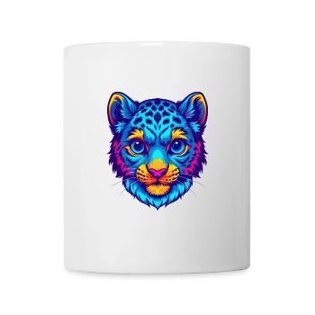 Bébé chat léopard des neiges, dessin animé, animal kawaii - Mug blanc - blanc - Devant