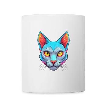 Chat bleu russe race dessin animé Kawaii animal de compagnie - Mug blanc - blanc - Devant