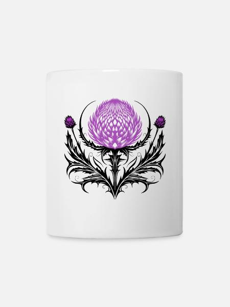 Distel Tattoo Scottish Thistle Botanical Art - Tasse - Weiß