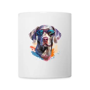 Weimaraner mit Sonnenbrille - Tasse - Weiß - Vorne
