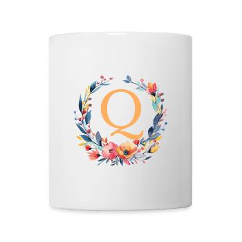 Q Monogram, Flower Wreath, Personalizable - Mug - white - Front