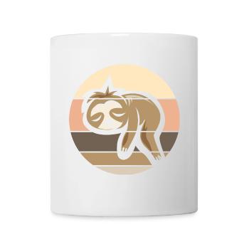 retro Faultier comic Symbol Sonnenuntergang Logo - Tasse - Weiß - Vorne