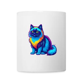 Chat sacré de Birmanie, race de chat, dessin animé, animal de compagnie kawaii - Mug blanc - blanc - Devant