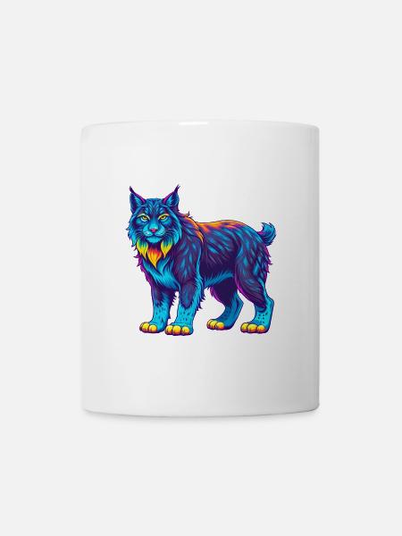 Eurasischer Luchs Katzenrasse Karikatur Kawaii Tier Haustier - Tasse - Weiß