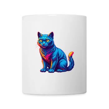 Chat bleu russe race dessin animé Kawaii animal de compagnie - Mug blanc - blanc - Devant