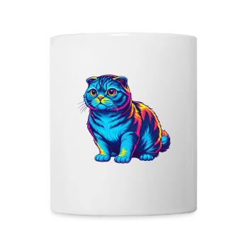 Schottische Falten Katze Rasse Karikatur Kawaii Tier Haustier - Tasse - Weiß - Vorne