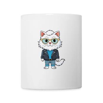 Weiße langhaarige persische lustige Cartoon Kawaii Jacke - Tasse - Weiß - Vorne