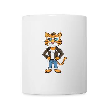 Tiger Lustige Cartoon Kawaii Jacke Sonnenbrille - Tasse - Weiß - Vorne