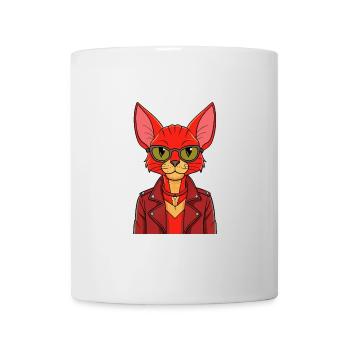 Rote Devon Rex Lustige Cartoon Kawaii Jacke Sonnenbrille - Tasse - Weiß - Vorne