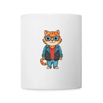 Scottish Fold Funny Cartoon Kawaii Veste Lunettes de soleil - Mug blanc - blanc - Devant