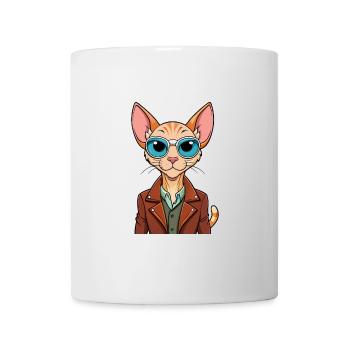 Peterbald Funny Cartoon Kawaii Veste Lunettes de soleil - Mug blanc - blanc - Devant