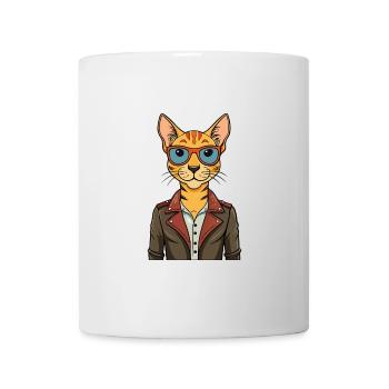 Ocicat Domestique Drôle Dessin Animé Kawaii Veste Sungla - Mug blanc - blanc - Devant