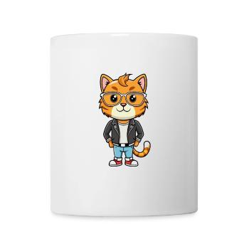 Coréen Bobtail Funny Cartoon Kawaii Veste Sunglas - Mug blanc - blanc - Devant