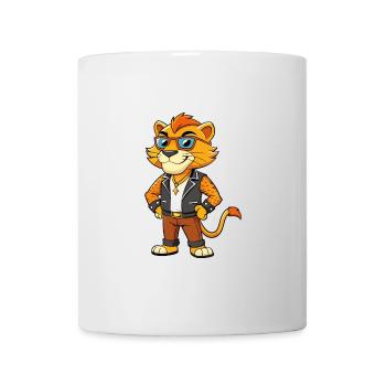 Liger Hybrid Lion Tiger Lustige Cartoon Kawaii Jacke - Tasse - Weiß - Vorne