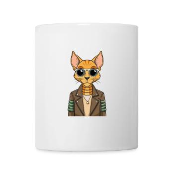 Egyptian Mau Funny Cartoon Kawaii Veste Lunettes de soleil - Mug blanc - blanc - Devant
