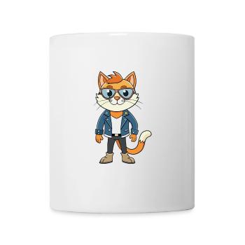 Dilute Calico Lustige Cartoon Kawaii Jacke Sonnenbrille - Tasse - Weiß - Vorne
