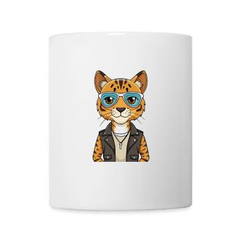 Bengal Lustige Cartoon Kawaii Jacke Sonnenbrille - Tasse - Weiß - Vorne
