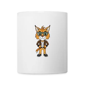 Eurasian Lynx Funny Cartoon Kawaii Veste Lunettes de soleil - Mug blanc - blanc - Devant