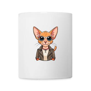 Devon Rex Funny Cartoon Kawaii Veste Lunettes de soleil - Mug blanc - blanc - Devant