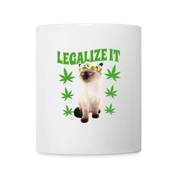 Katze Stoned Bekifft Kiffen Hanfblatt Hippie - Tasse - Weiß - Vorne