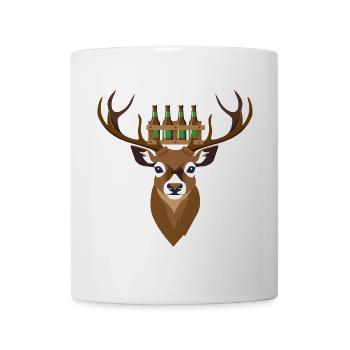 Hirsch mit Bier - Tasse - Weiß - Vorne