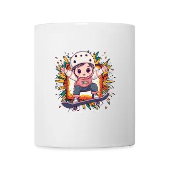 Skate Longboard - Tasse - Weiß - Vorne