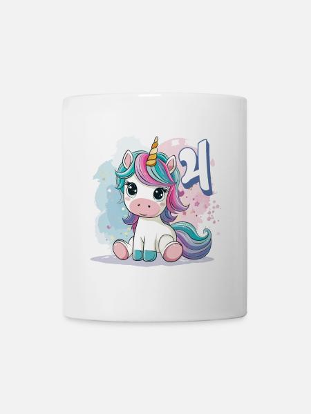 4. Geburtstag Einhorn Regenbogen Süß Niedlich - Tasse - Weiß