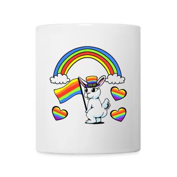 Lapin LGBT Drapeau arc-en-ciel Coeur arc-en-ciel - Mug blanc - blanc - Devant