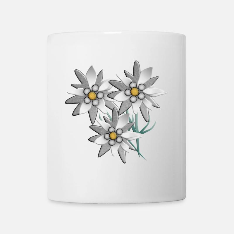 Schneeweiß Edelweiß Blütenprint - Tasse - Weiß