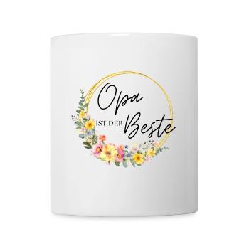 Opa ist der Beste! Blumen, bunt, personalisierbar - Tasse - Weiß - Vorne