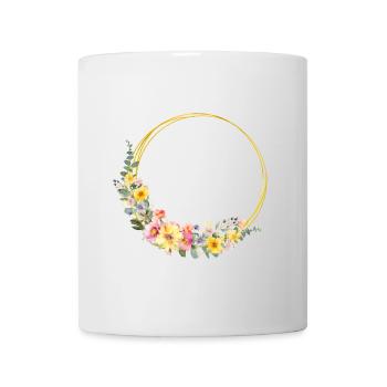 Colorful, flower wreath, customizable - Mug - white - Front