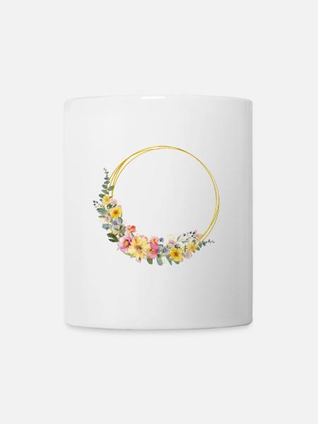 Coloré, couronne de fleurs, personnalisable - Mug blanc - blanc