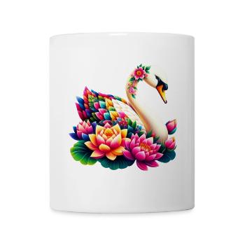 Schwan verziert mit Lotusblüten - Tasse - Weiß - Vorne