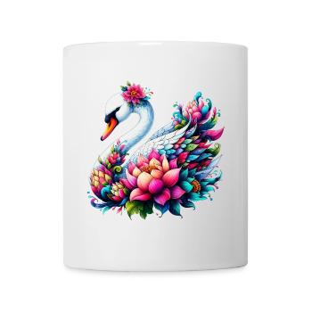 Schwan verziert mit Lotusblüten - Tasse - Weiß - Vorne