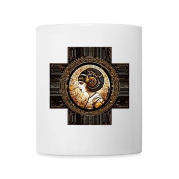 Goldene Art Nouveau Sternzeichen Widder - Tasse - Weiß - Vorne