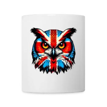 Owl Union Jack British English London - Mug - white - Front