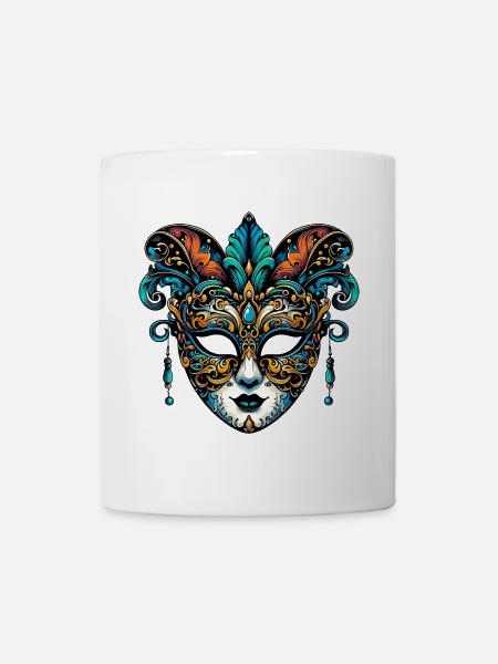 Karnevalsmaske in Venedig - Tasse - Weiß