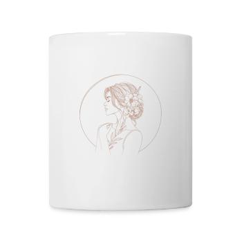 Silhouette féminine florale dorée cercle - Mug blanc - blanc - Devant