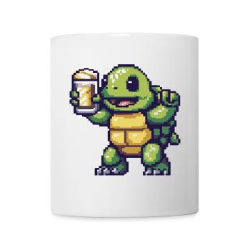 Tortue bière pixel - Mug blanc - blanc - Devant